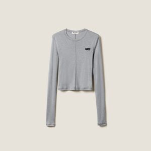 Miu Miu Jersey Silk Top With Logo