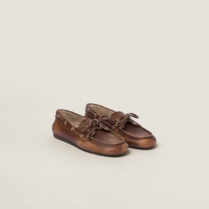 Miu Miu Unlined Bleached Leather Loafers