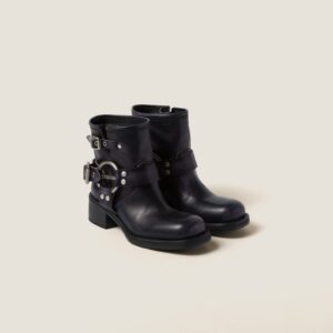 Miu Miu Vintage-Look Leather Booties