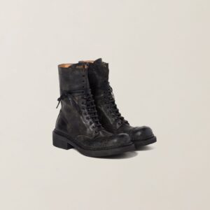 Miu Miu Leather Laced Booties