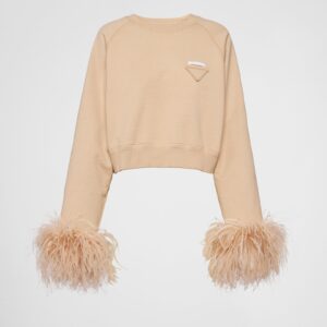 Prada Crew-Neck Sweatshirt With Feather Trim