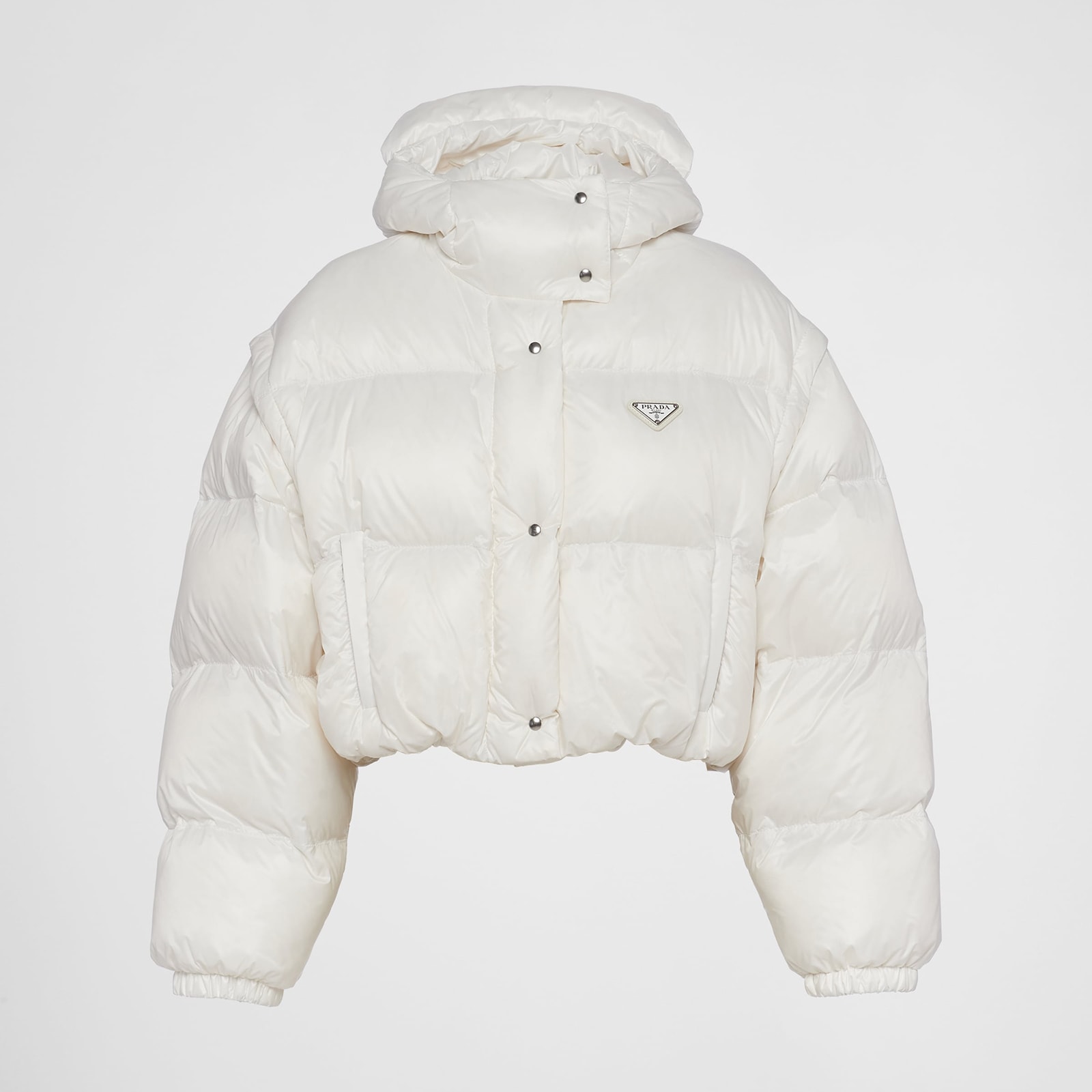 Prada Re-Nylon Convertible Cropped Down Jacket