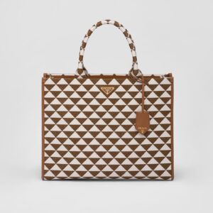 Replica Designer Bag Prada Large Symbole Embroidered Fabric Handbag