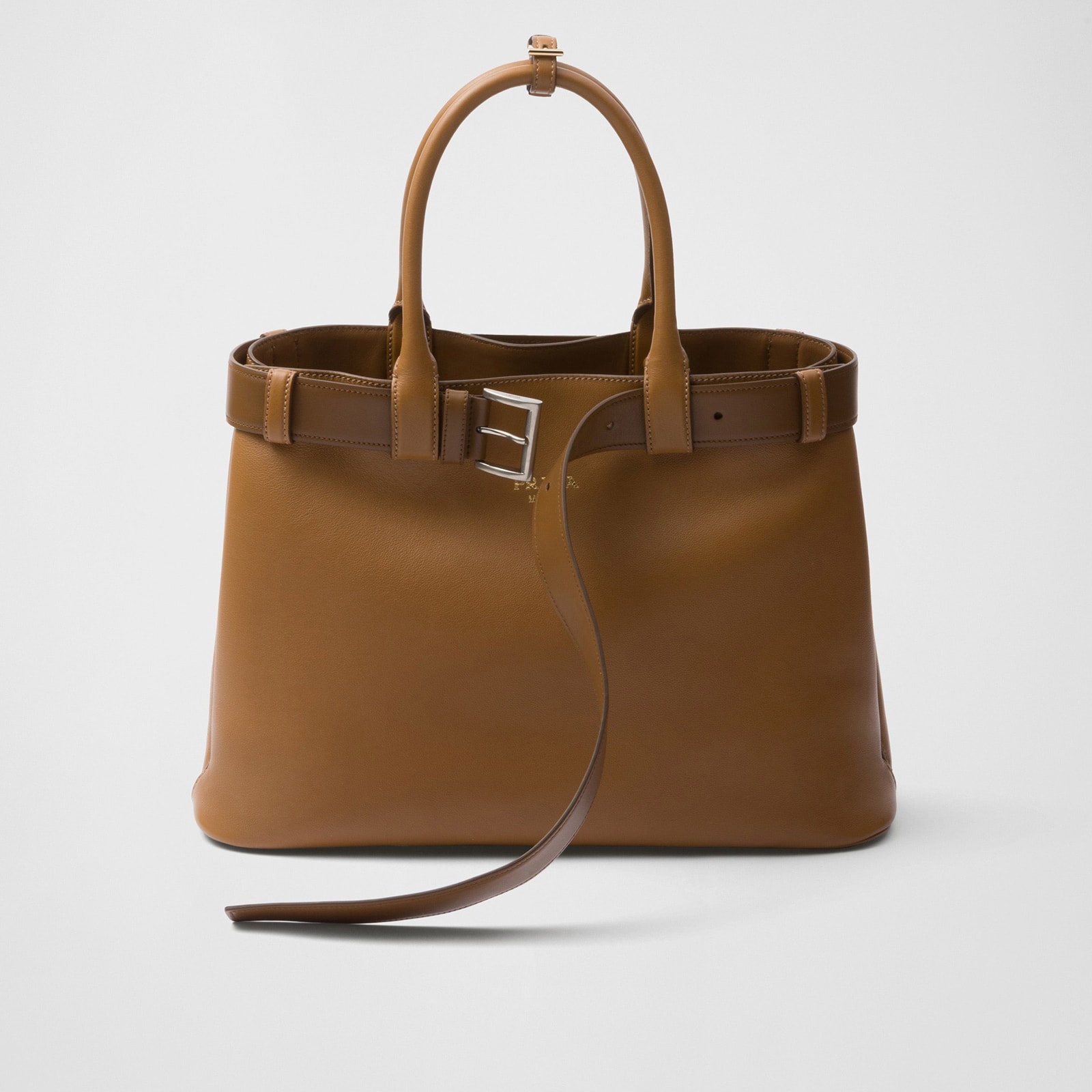Replica Designer Bags Prada Buckle Large Leather Handbag With Belt