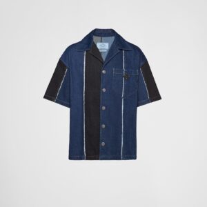 Prada Double Match Striped Denim Shirt