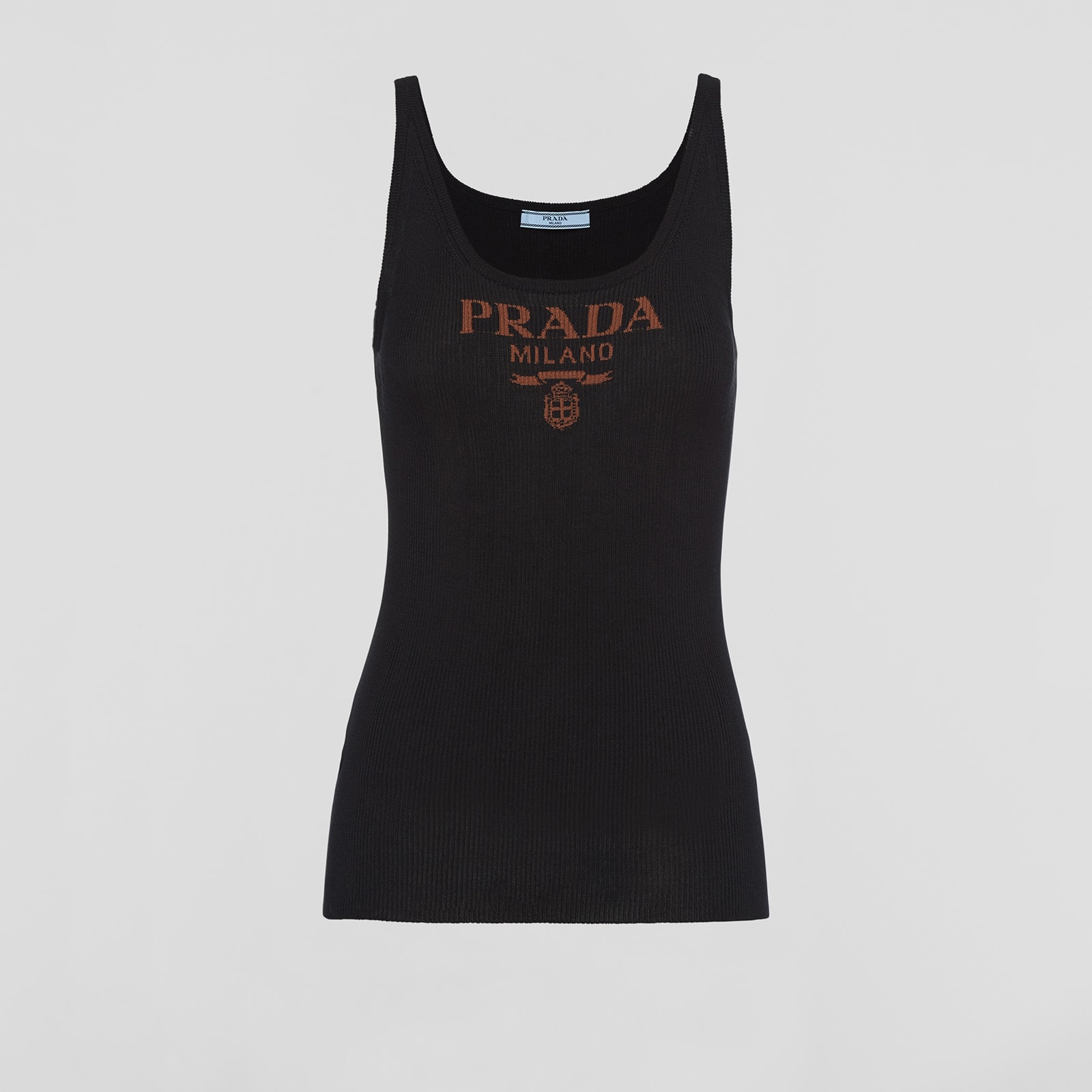 Prada Silk Tank Top With Logo