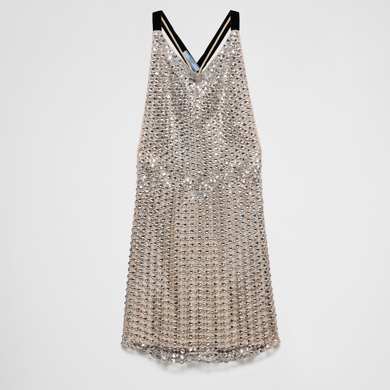 Prada Rhinestone Net Embroidered Mini-Dress