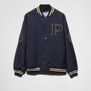 Prada Kid Mohair Bomber Jacket With Patches
