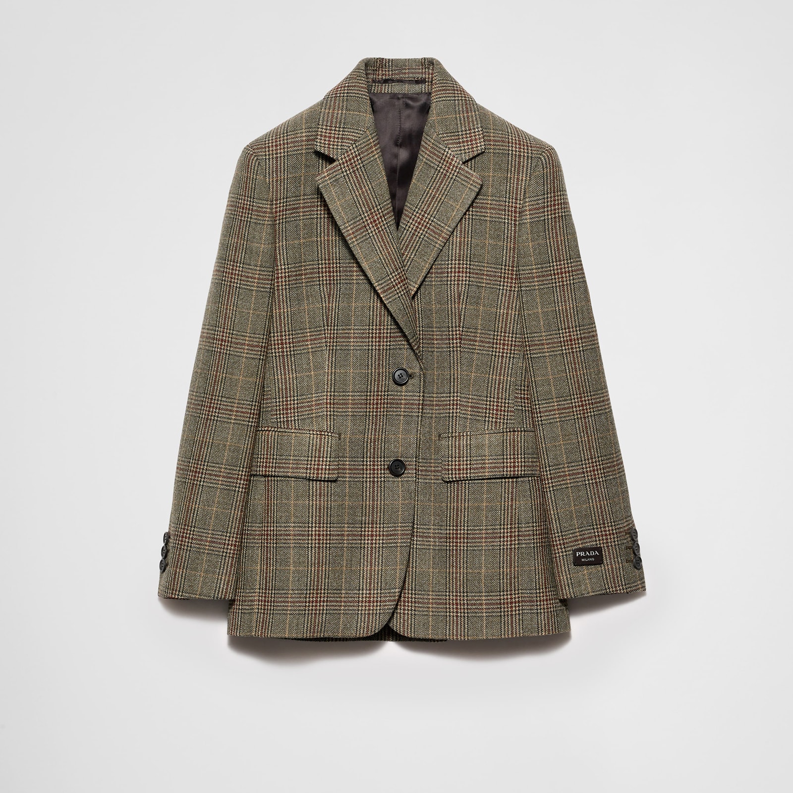 Prada Single-Breasted Prince Of Wales Checked Jacket