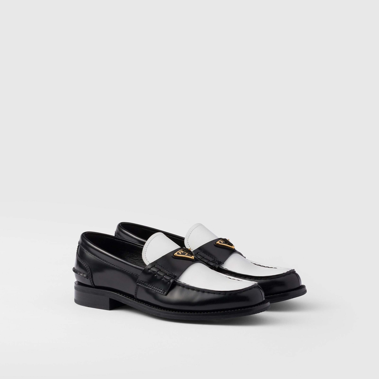 Prada Two-Tone Brushed Leather Loafers