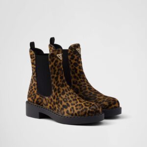 Prada Printed Leather Chelsea Boots