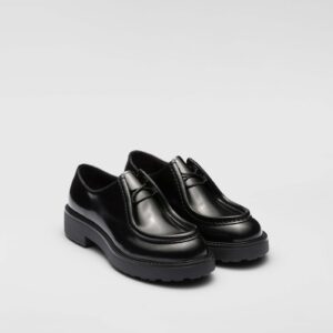 Prada Diapason Opaque Brushed Leather Lace-Up Shoes