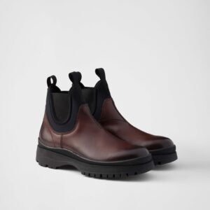 Prada Leather And Stretch Fabric Chelsea Boots
