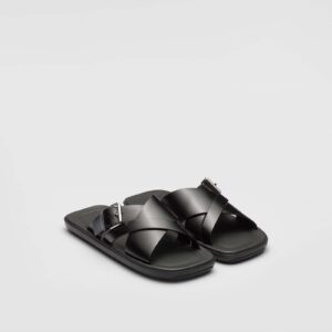 Prada Brushed Leather Slides