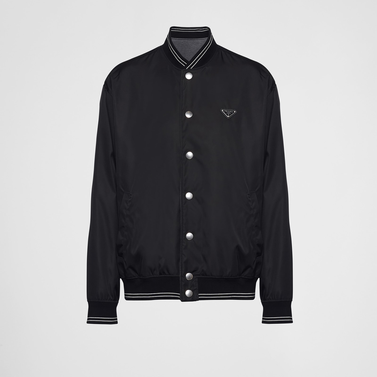 Prada Reversible Re-Nylon And Cotton Fleece Bomber Jacket