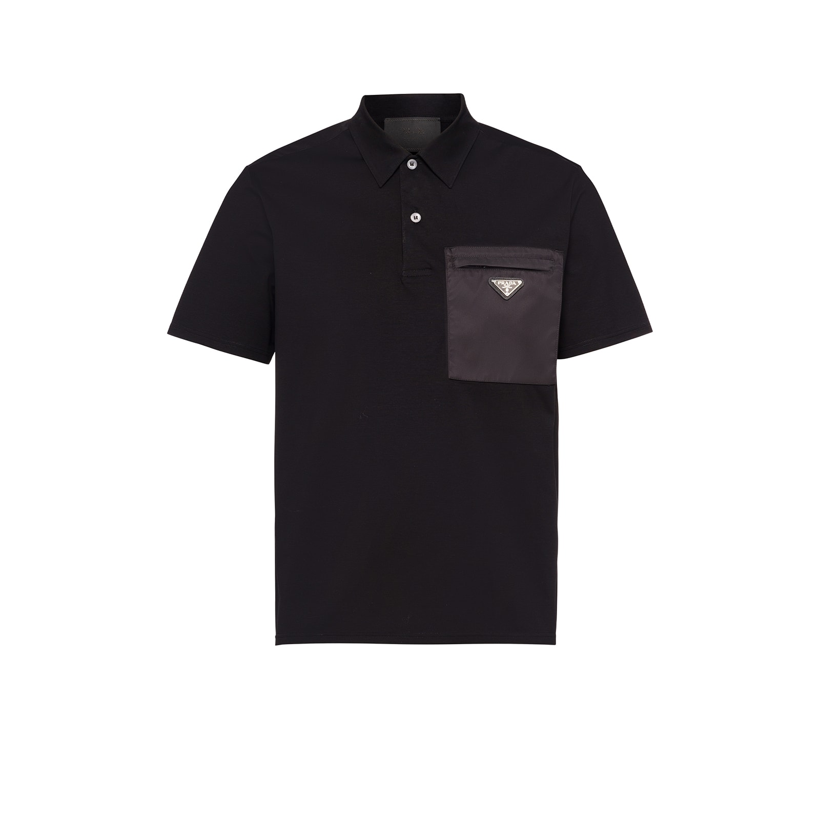 Prada Stretch Cotton Polo Shirt With Re-Nylon Details