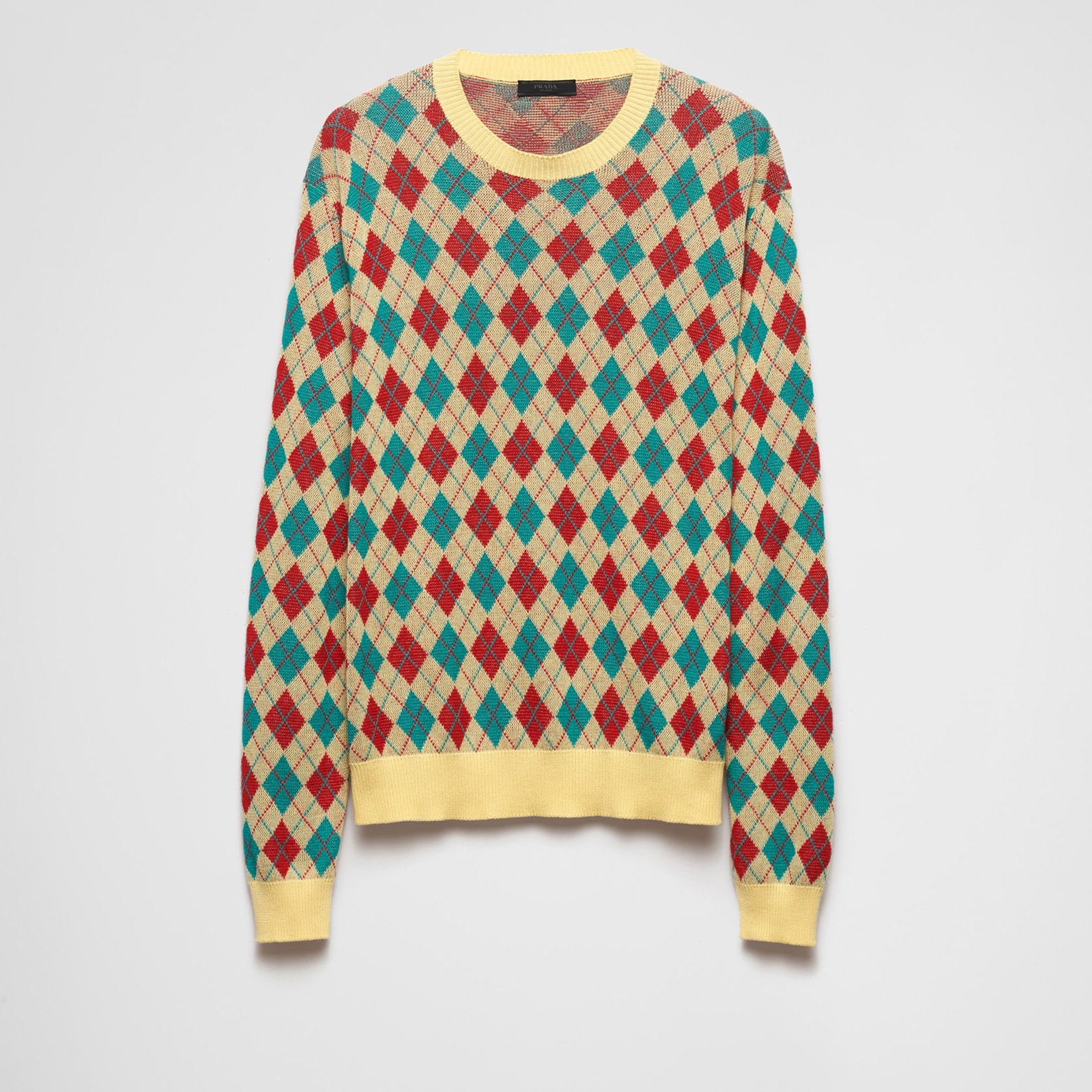 Prada Cotton Crew-Neck Sweater With Diamond Motif