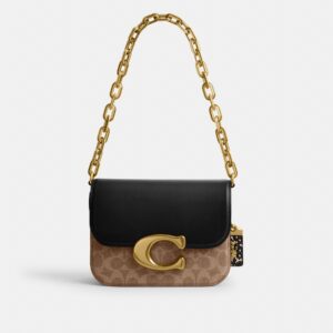 Replica Designer Bag Coach Bag Idol Bag In Signature Canvas With Snakeskin Detail