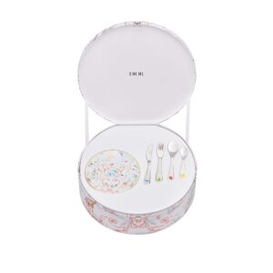 DIOR Plate Set and 4 Cutlery Items Multicolor Toile de Jouy Kids