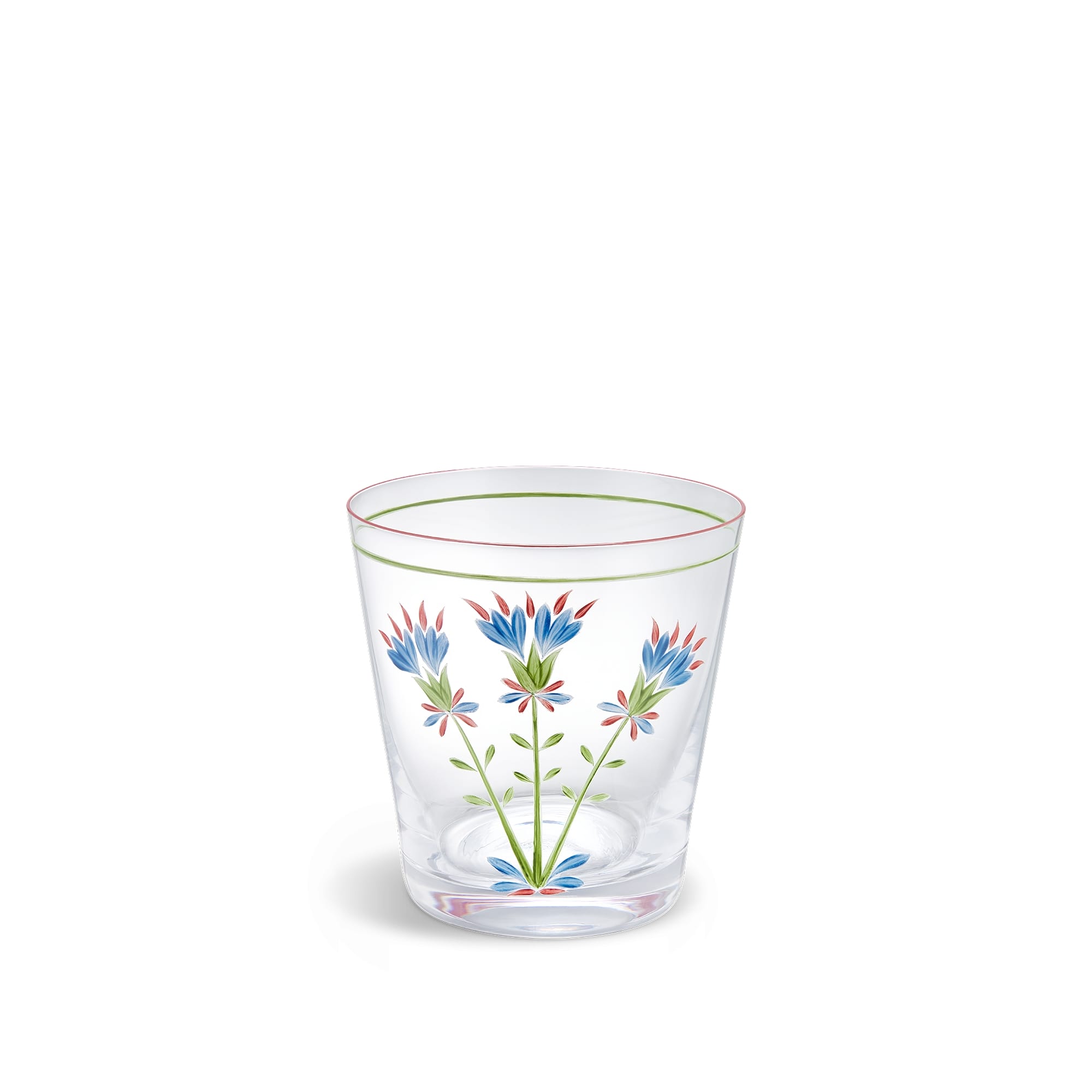 DIOR Hand-Painted Water Glass Green and Blue Lotus