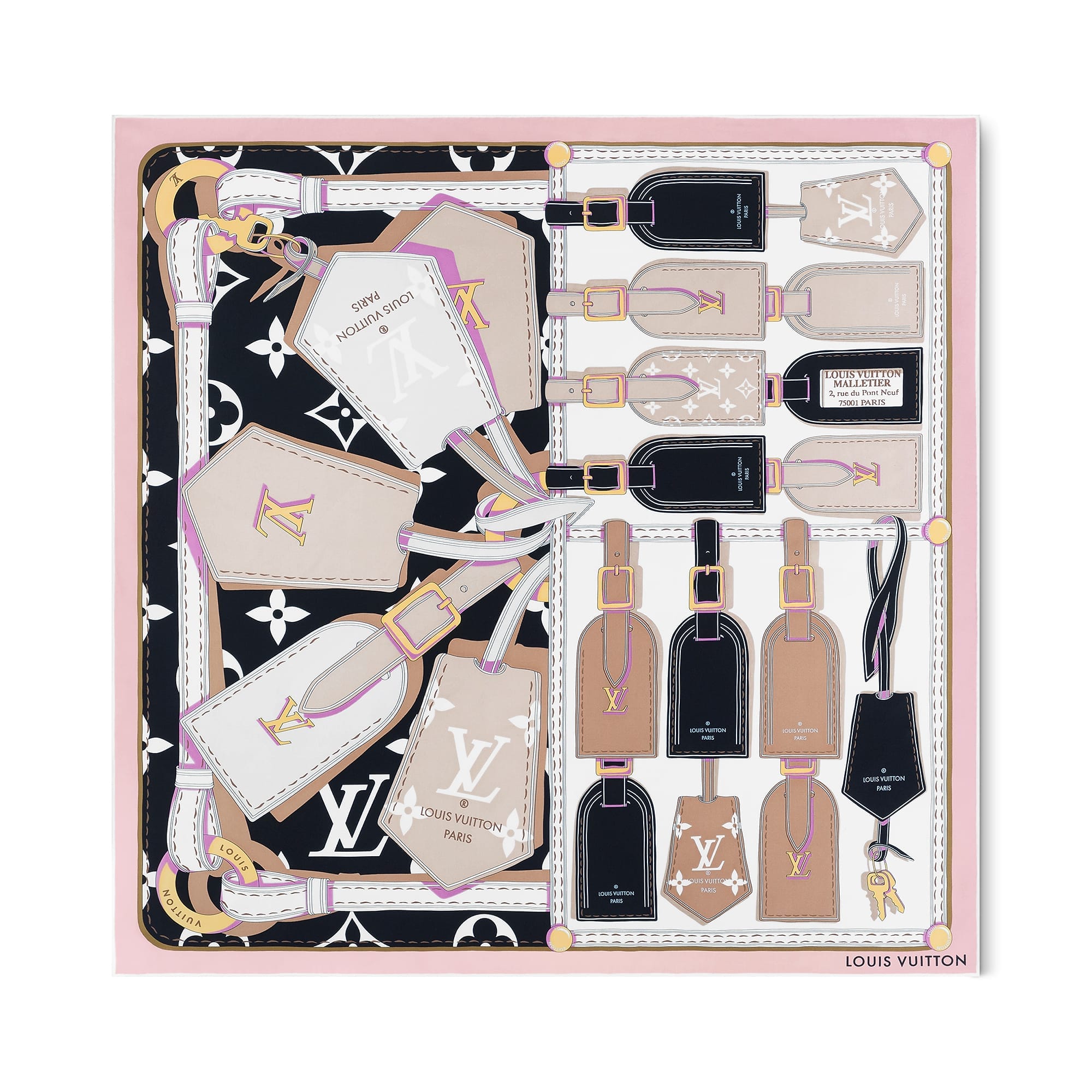 Louis Vuitton Silk Squares Tag Me Square 90