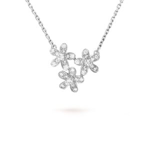 Van Cleef & Arpels Socrate Pendant 3 Flowers 18K White Gold Diamond