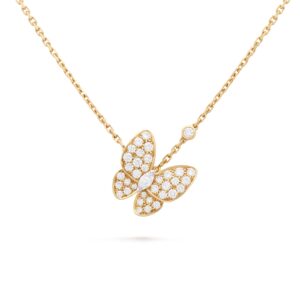 Van Cleef & Arpels Two Butterfly Pendant 18K Yellow Gold Diamond