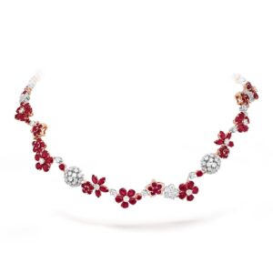 Van Cleef & Arpels Folie Des Pres Necklace 18K Rose Gold Diamond Ruby