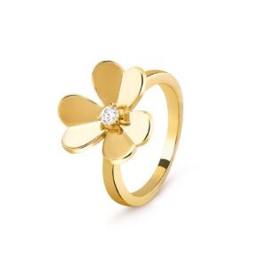 Van Cleef & Arpels Frivole Ring 1 Flower Small Model 18K Yellow Gold Diamond