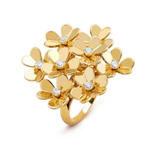 Van Cleef & Arpels Frivole Ring 8 Flowers 18K Yellow Gold Diamond