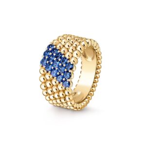 Van Cleef & Arpels Perlee Couleurs Ring 5 Rows 18K Yellow Gold Sapphire