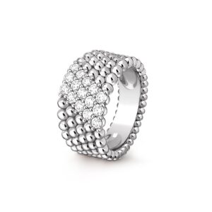 Van Cleef & Arpels Perlee Diamonds Ring 5 Rows 18K White Gold Diamond