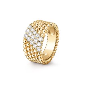 Van Cleef & Arpels Perlee Diamonds Ring 5 Rows 18K Yellow Gold Diamond