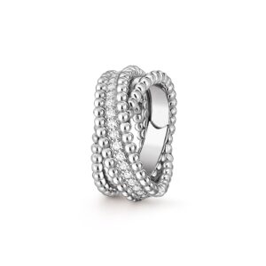 Van Cleef & Arpels Perlee Diamonds Duo Ring 18K White Gold Diamond