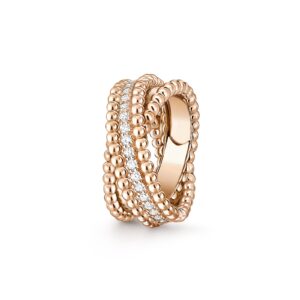 Van Cleef & Arpels Perlee Diamonds Duo Ring 18K Rose Gold Diamond