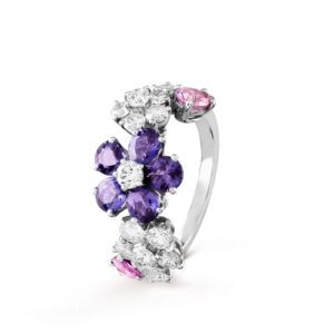 Van Cleef & Arpels Folie Des Pres Ring 18K White Gold Diamond Sapphire