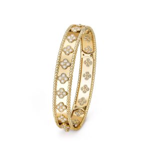 Van Cleef & Arpels Perlee Clovers Bracelet 18K Yellow Gold Diamond