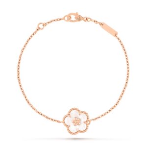 Van Cleef & Arpels Lucky Spring Bracelet Plum Blossom 18K Rose Gold Mother-Of-Pearl