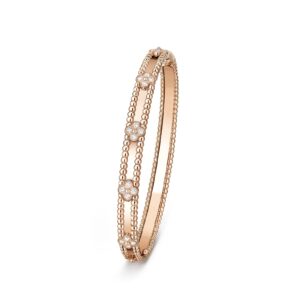 Van Cleef & Arpels Perlee Sweet Clovers Bracelet 18K Rose Gold Diamond