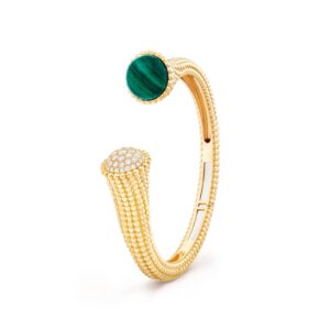 Van Cleef & Arpels Perlee Couleurs Bracelet 18K Yellow Gold Diamond Malachite