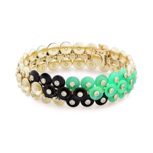 Van Cleef & Arpels Bouton D'Or Bracelet 18K Yellow Gold Chrysoprase Diamond Onyx