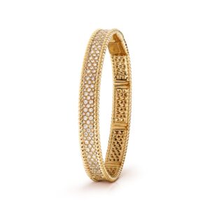Van Cleef & Arpels Perlee Diamonds Bracelet 3 Rows 18K Yellow Gold Diamond