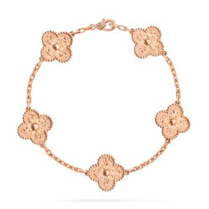 Van Cleef & Arpels Vintage Alhambra Bracelet 5 Motifs 18K Rose Gold