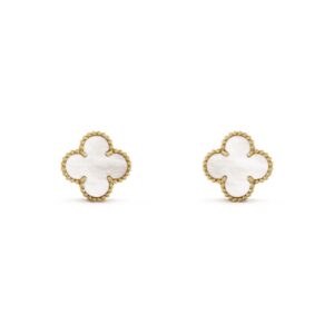 Van Cleef & Arpels Vintage Alhambra Earrings 18K Yellow Gold Mother-Of-Pearl