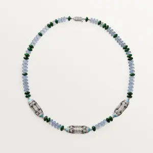 ArtDeco inspired cartier replica necklace white gold chalcedony Cartier H7000331
