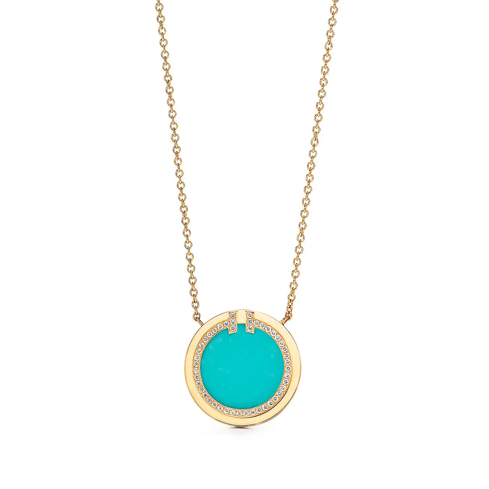 Fake Tiffany Jewelry tiffany tdiamond and turquoise circle pendant 64027077 1000446 ED