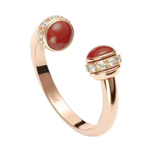 PIAGET Possession open fake diamond rings Rose goldcarneliandiamond open ring G34P8D00