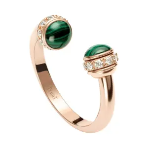 PIAGET Possession open fake diamond rings Rose goldmalachitediamond open ring G34P5D00