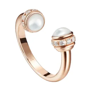 PIAGET Possession open fake diamond rings Rose goldmotherofpearldiamond open ring G34P1K00