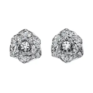 Piaget Rose earrings White Gold Diamond replica earrings G38U0048
